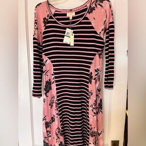 Cupio Black and Pink Striped Dress